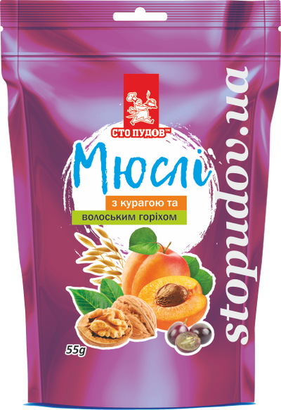 Мюслі з курагою та волоським горіхом
